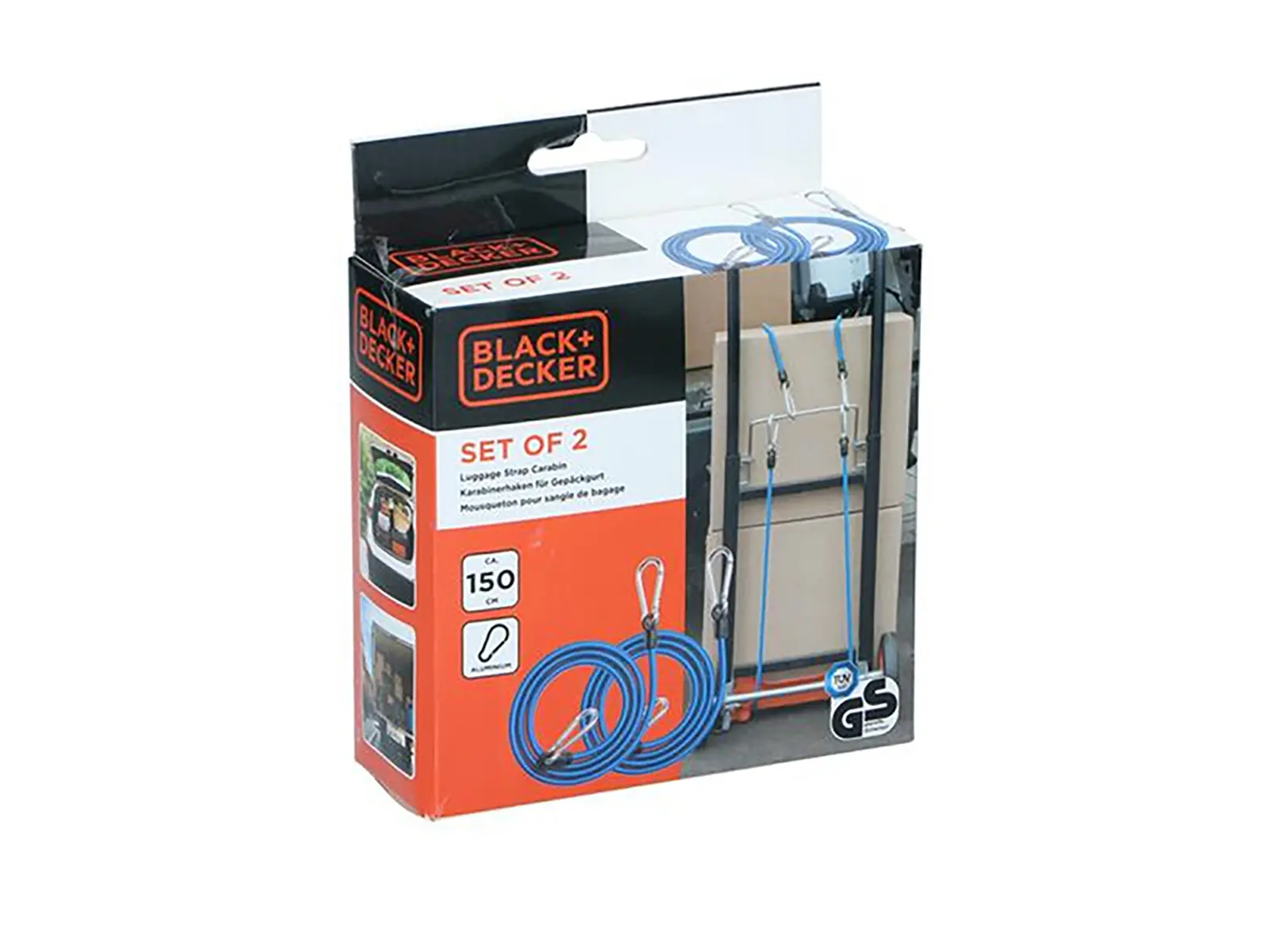 BLACK+DECKER Gepäckspanner mit Karabiner, 150cm
