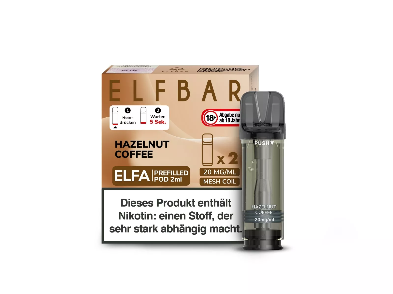 ELFBAR Elfa Pod, 20mg/ml Hazelnut Coffee VE10